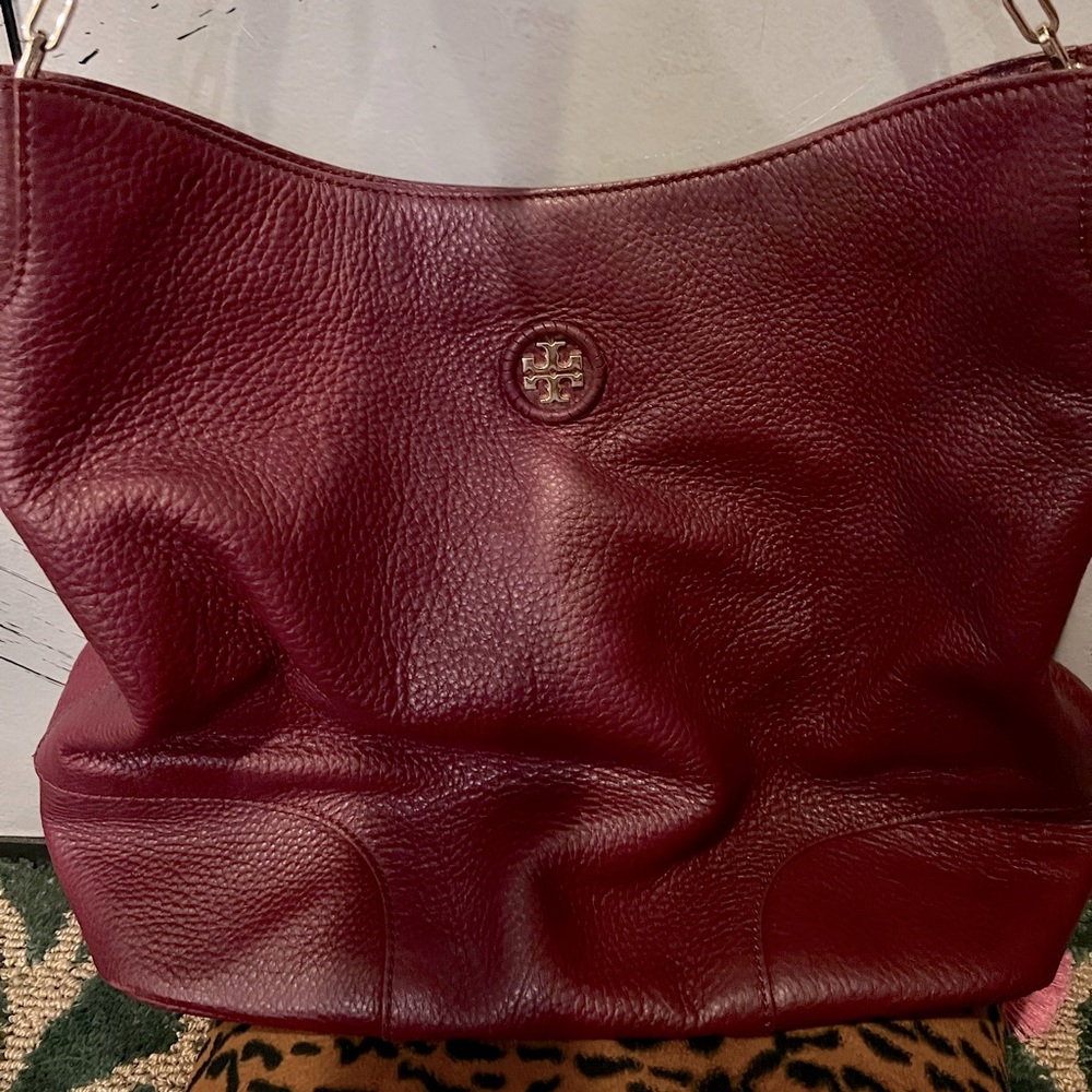 Tory Burch Red Leather Hobo Bag